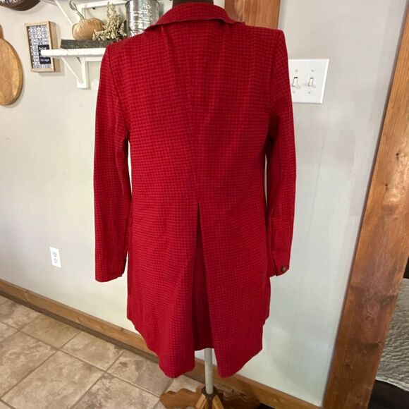 Cabi Celebration jacket womens size medium red houndstooth ruffle collar one but - Picture 5 of 11